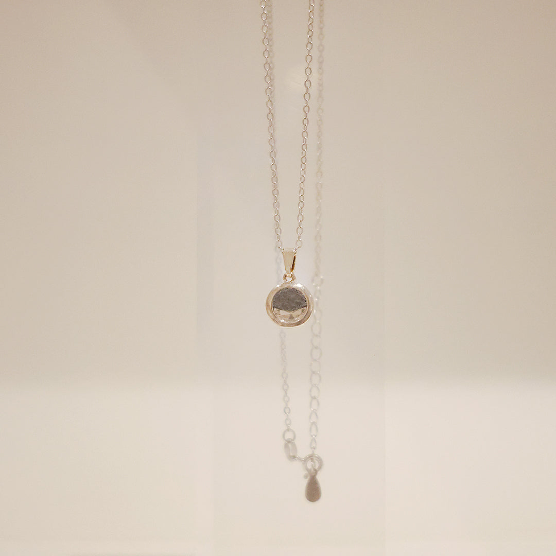 水晶系列｜黑夜圓形水晶銀項鏈  Crystal Series｜Night Round Crystal Silver Necklace