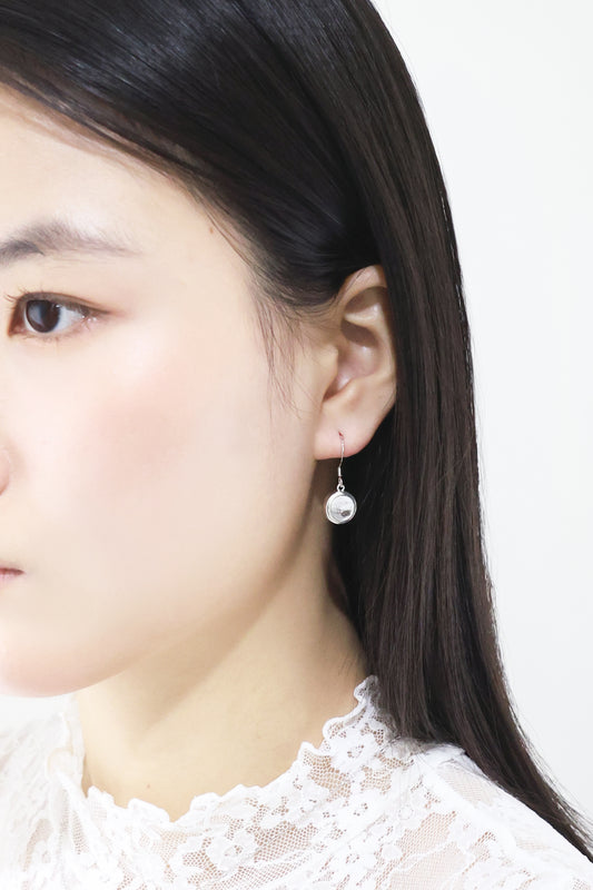 水晶系列｜白晝圓形水晶銀耳環  Crystal Series｜Day Round Crystal Silver Earrings