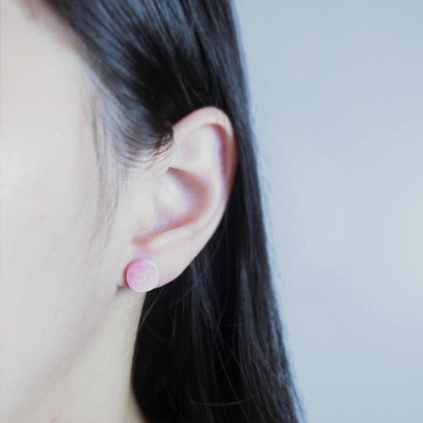 節氣系列｜春分(粉)貼耳水泥耳環 Solar term Series｜Spring Equinox circle cement earring