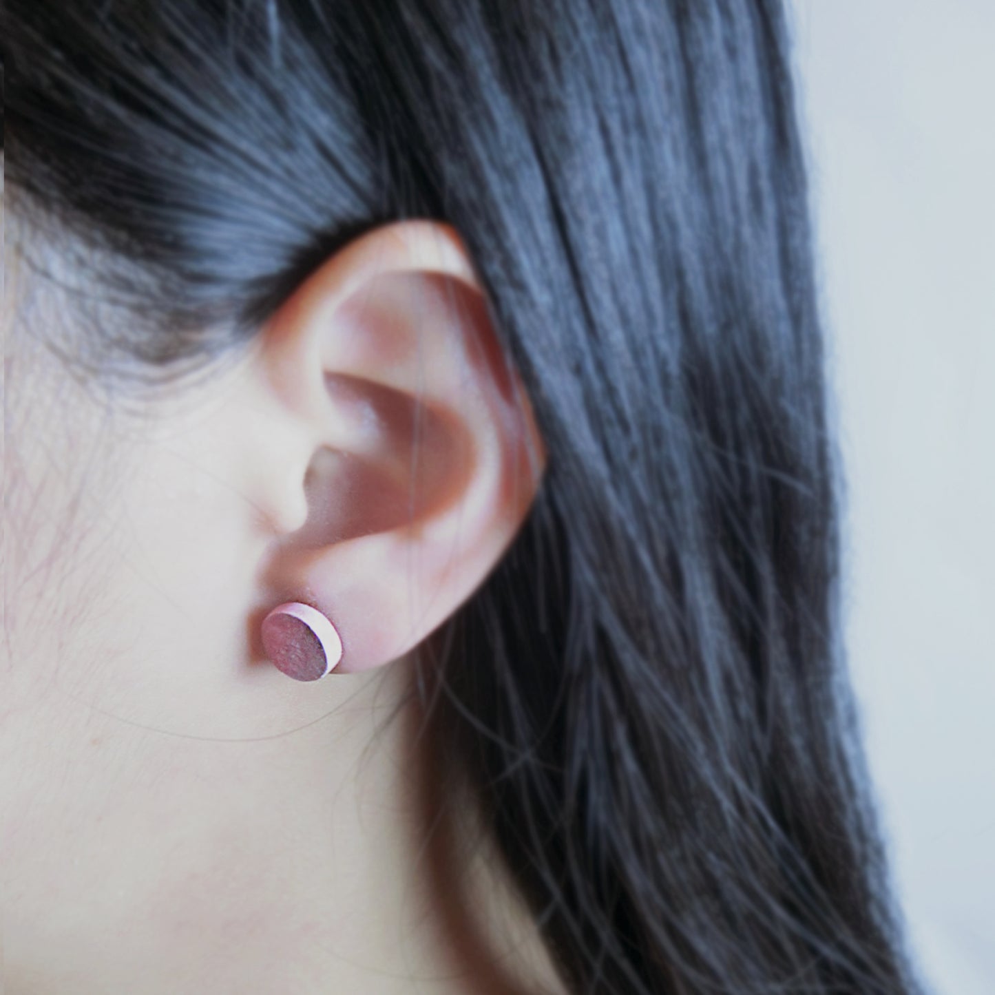 節氣系列｜春分(粉)貼耳水泥耳環 Solar term Series｜Spring Equinox circle cement earring