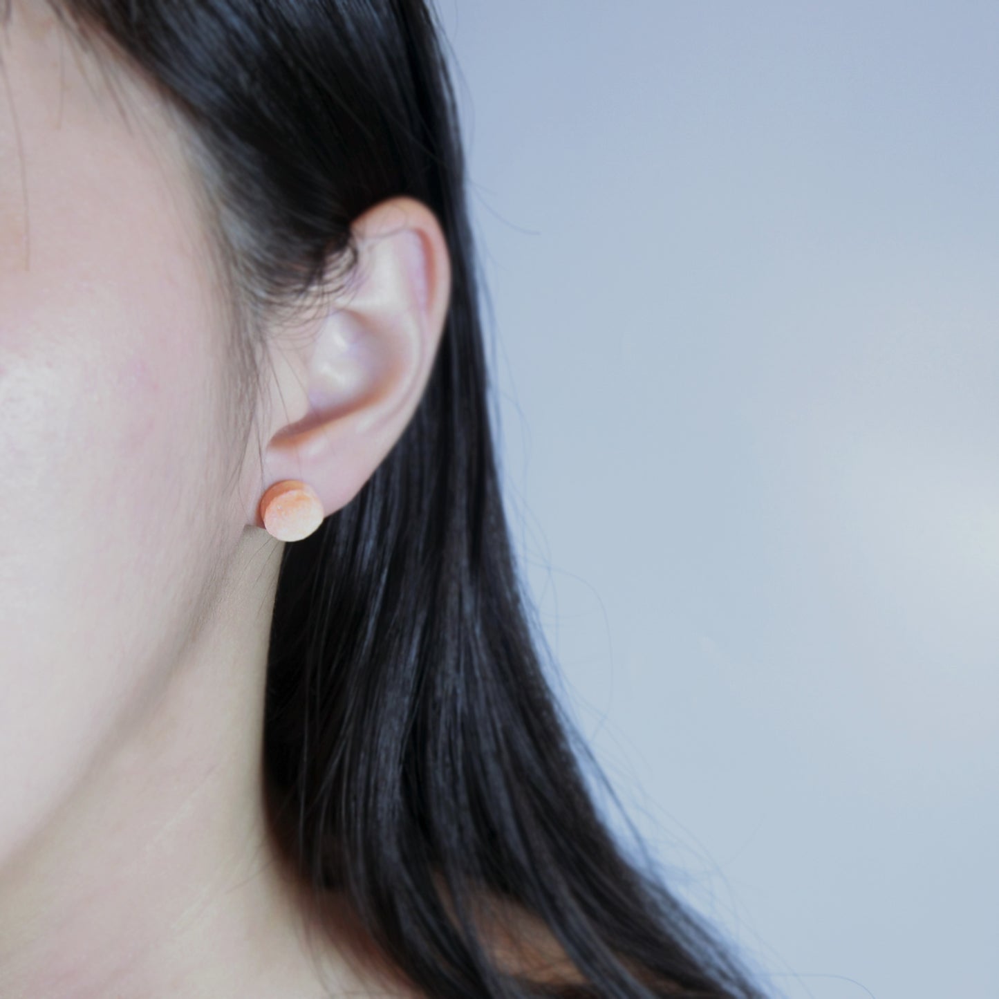 節氣系列｜秋分(橘)貼耳水泥耳環 Solar term Series｜Autumn Equinox circle cement earring