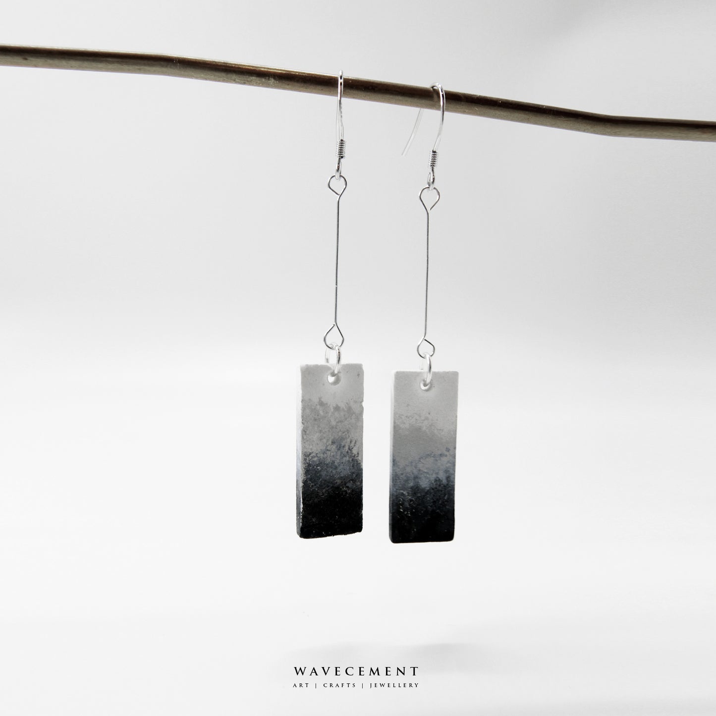 水墨系列｜水墨畫長水泥耳環 Ink wash Series｜Long Cement Earrings