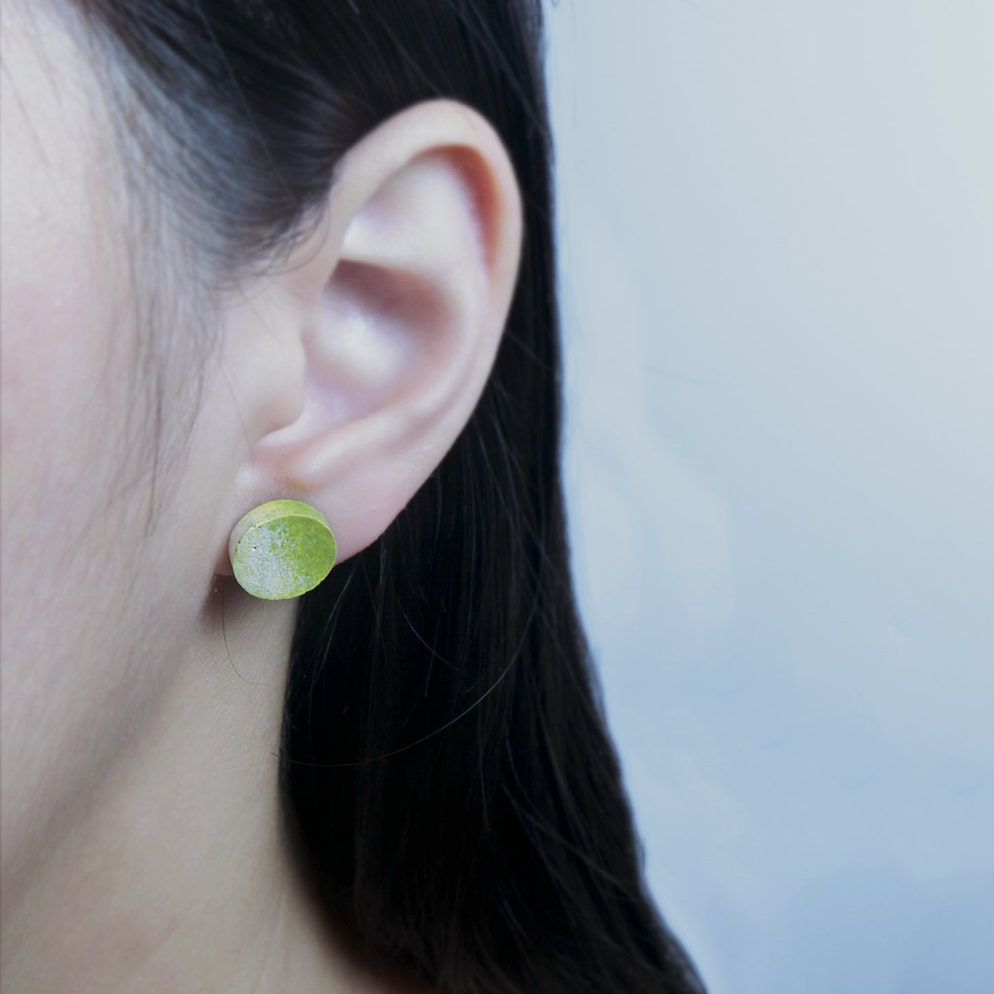 節氣系列｜雨水(綠)貼耳水泥耳環 Solar term Series｜Rain Water circle cement earring