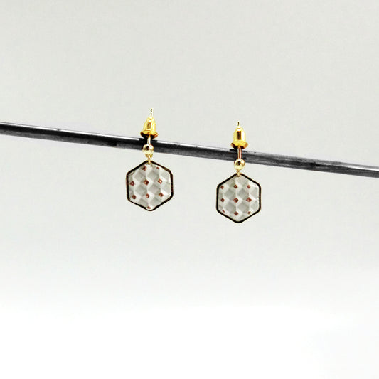 六角金沙系列｜格紋水泥耳環 Hexagonal Sand Series｜Windowpane Cement Earrings