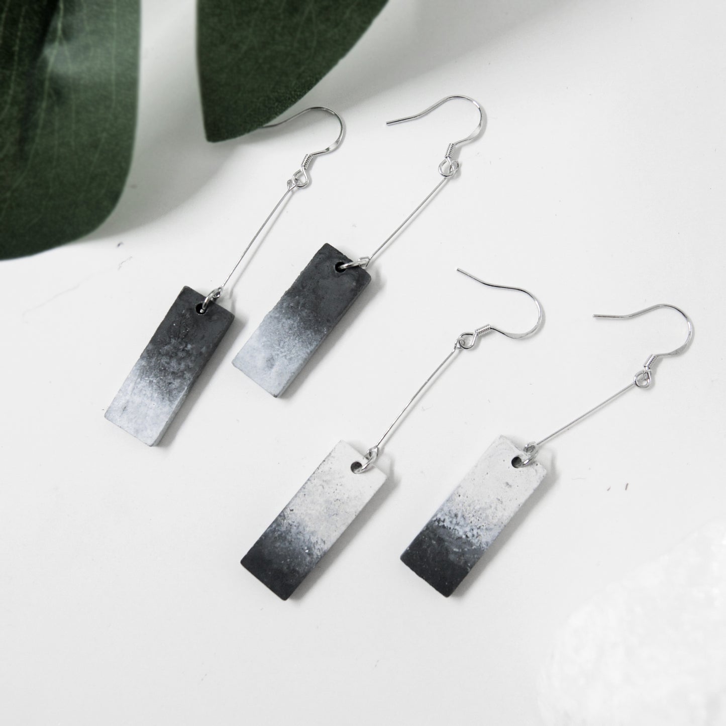 水墨系列｜水墨畫長水泥耳環 Ink wash Series｜Long Cement Earrings