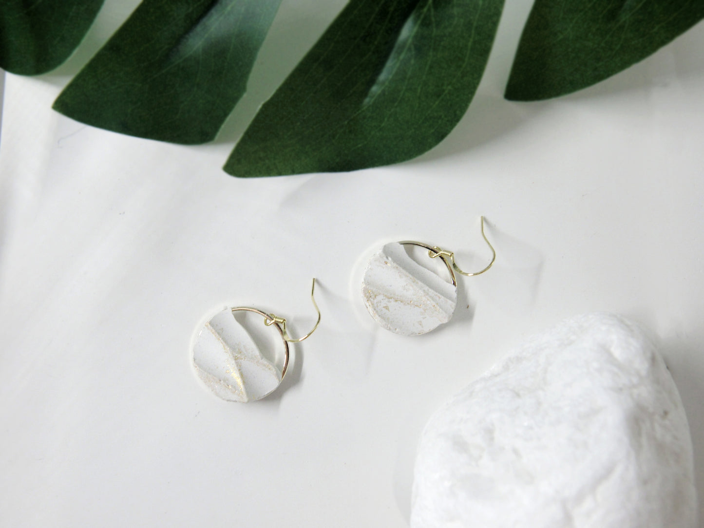 沙丘系列｜圓形垂吊水泥耳環 Sand Dune Series｜Circular cement earring