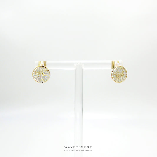 金沙系列｜金花水泥貼耳耳環 Golden Sand Series｜Golden Flower Cement Earrings