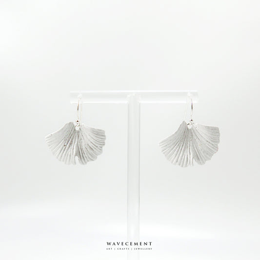 銀杏系列｜銀杏白銀水泥短耳環 Ginkgo Series｜Ginkgo White Silver Cement Pendant Earrings