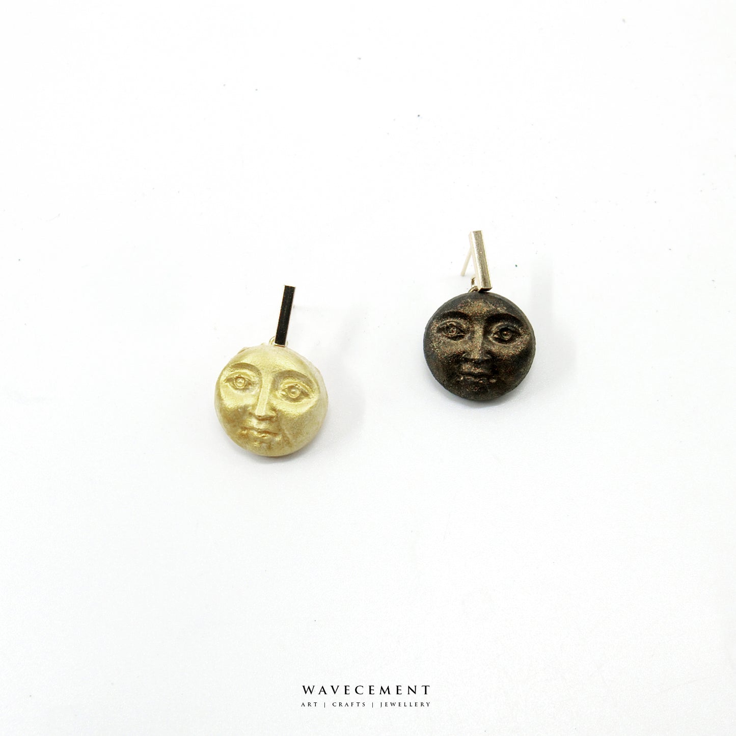 小小人系列｜太陽月亮水泥耳環 Little Man Series｜Sun & Moon Cement Earrings