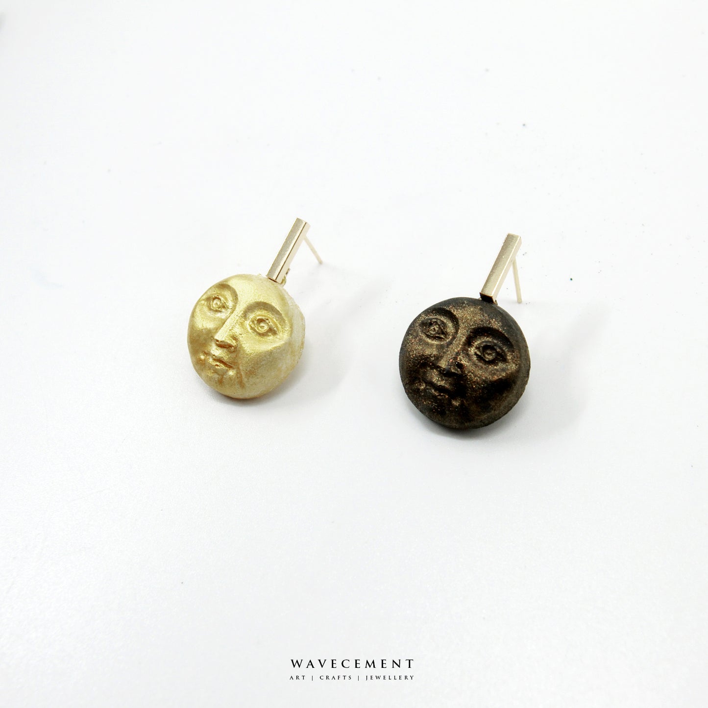 小小人系列｜太陽月亮水泥耳環 Little Man Series｜Sun & Moon Cement Earrings