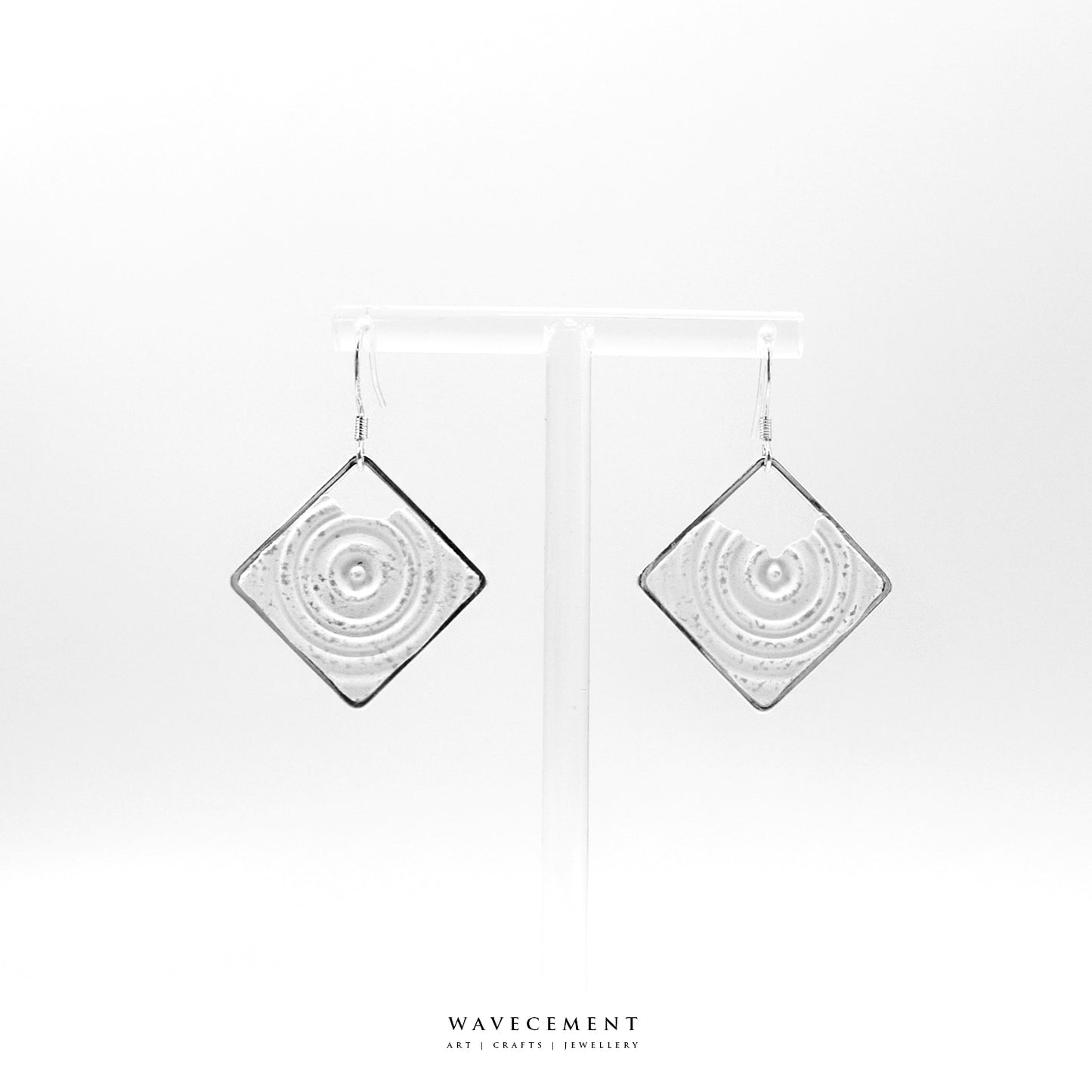 水紋系列｜菱形垂吊水泥耳環 Wave Pattern Series｜Diamond Cement Earrings