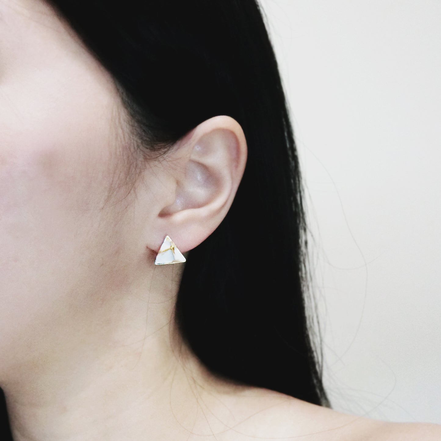 金繼系列｜白水泥耳環  Kintsugi Series ｜White Cement Earrings