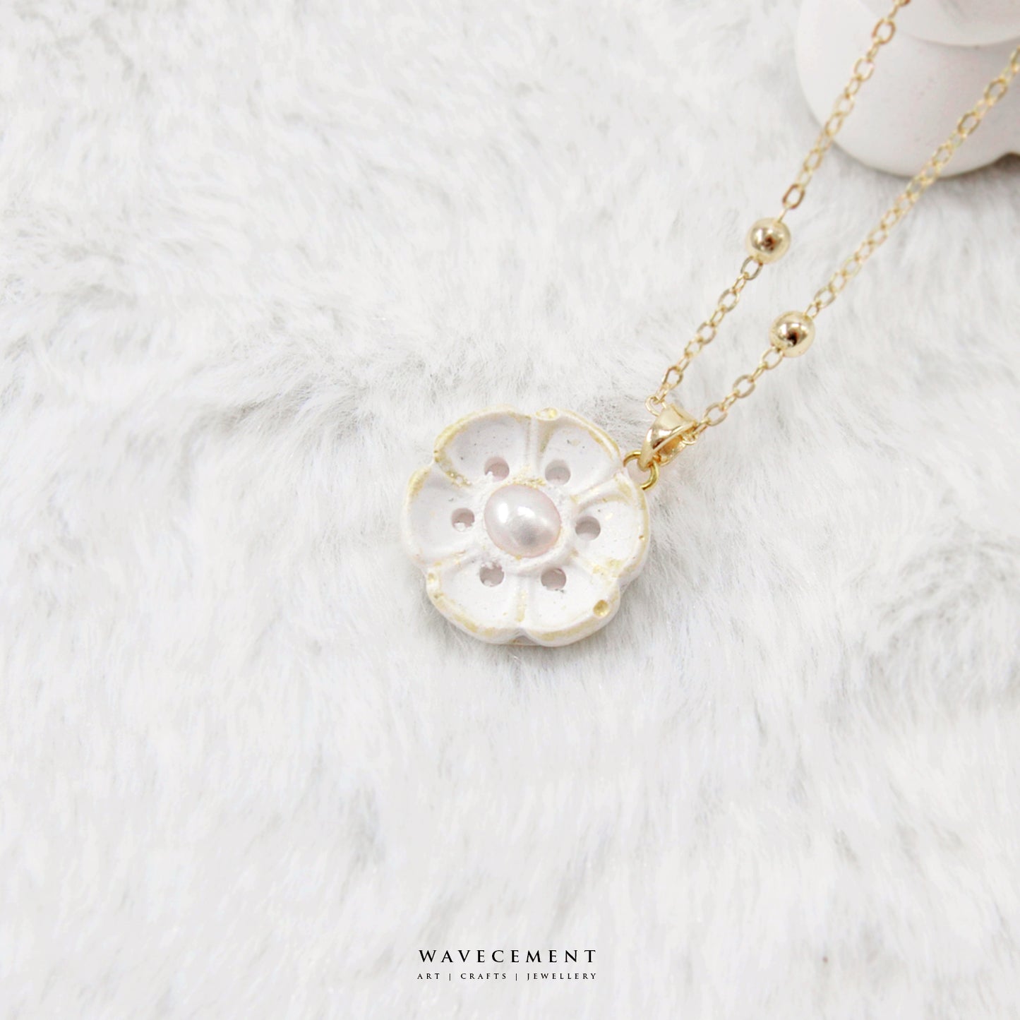 珍珠系列｜六瓣花珍珠項鍊 Pearl Series｜Flower Pearl Cement Necklace