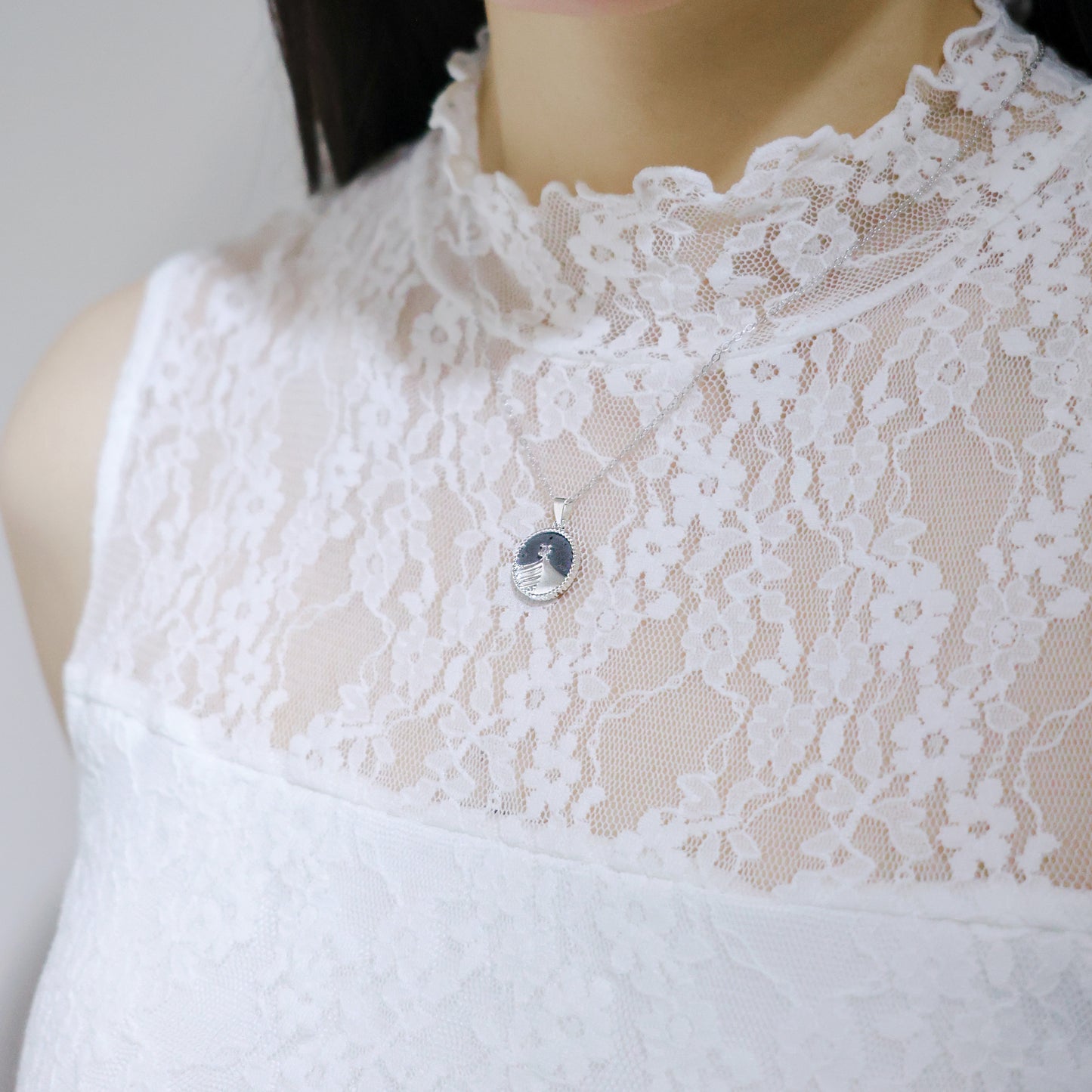 羅盤系列｜銀黑沙丘羅盤項鍊  Compass Series｜Silver Black Dune Compass Necklace