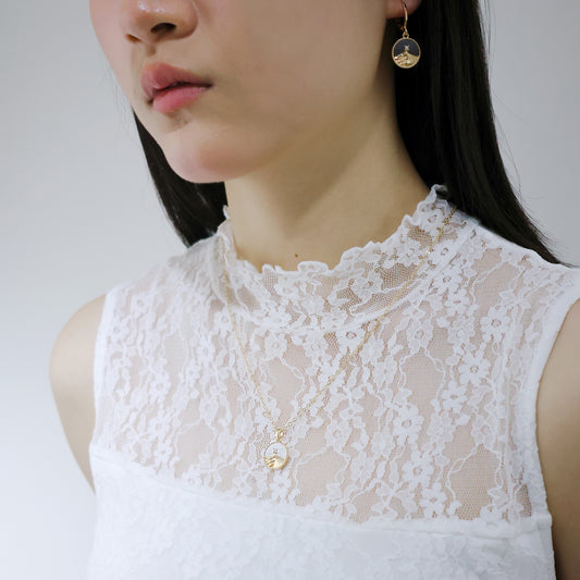 羅盤系列｜金白沙丘羅盤項鍊  Compass Series｜Gold White Dune Compass Necklace