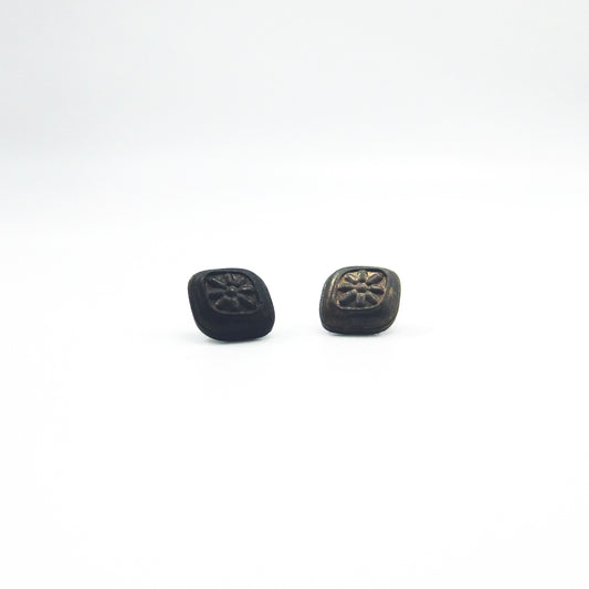 金屬系列｜復古金屬質感貼耳水泥耳環-古韵 Metal Series｜Vintage Metal- Ancient Tone Cement Earrings