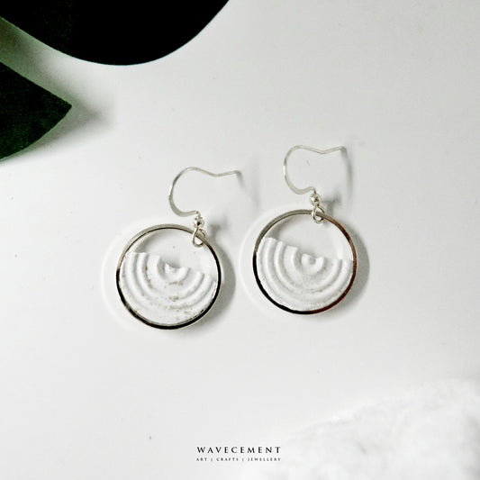 水紋系列｜圓形垂吊水泥耳環 Wave Pattern Series｜Circular cement earring