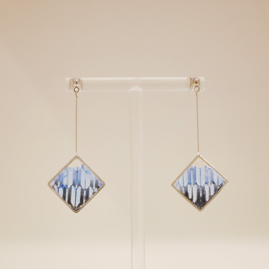 浮世繪系列｜染藍日本千鳥紋水泥耳環 Ukiyo-e Series｜Blue Japanese Chidori Pattern Cement Earring