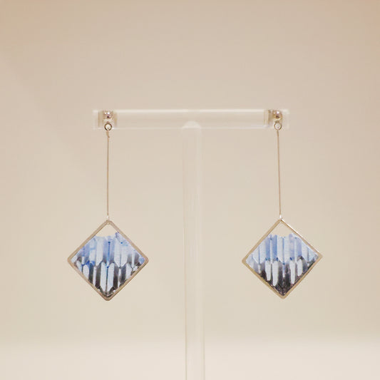 浮世繪系列｜染藍日本千鳥紋水泥耳環 Ukiyo-e Series｜Blue Japanese Chidori Pattern Cement Earring