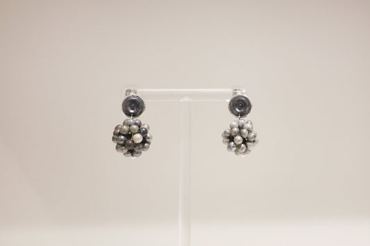 繡球花系列｜銀黑大繡球花耳環 Hydrangea Series｜Silver Black Hydrangea Bloom Earrings