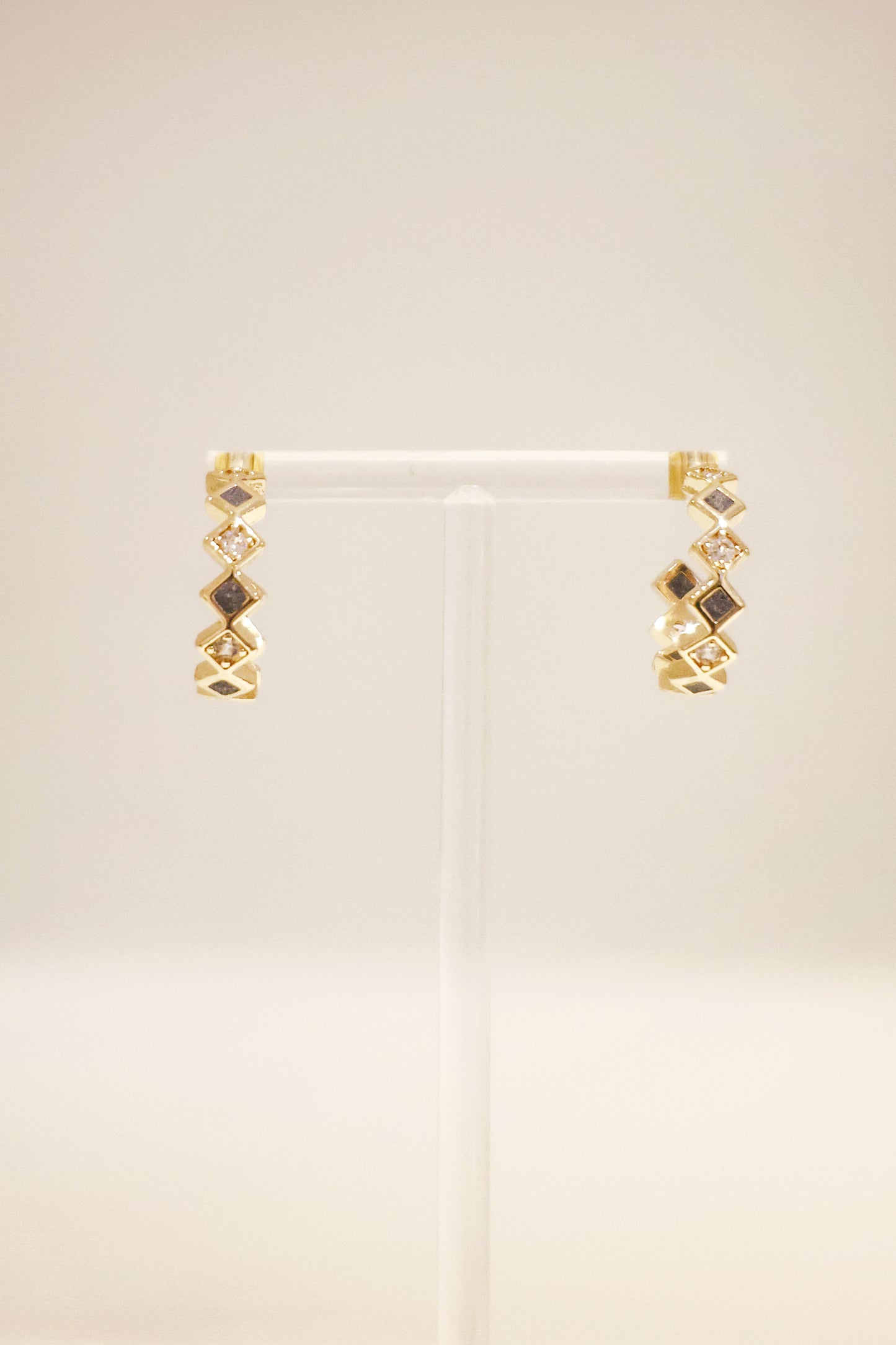 格紋系列｜黑金水泥格紋耳環 Lattice Series｜Black Gold Cement Lattice Earrings