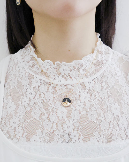 羅盤系列｜黑沙丘羅盤金項鍊  Compass Series｜Black Dune Compass Gold Necklace