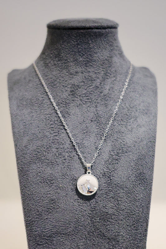 羅盤系列｜銀白沙丘羅盤項鍊  Compass Series｜Silver White Dune Compass Necklace
