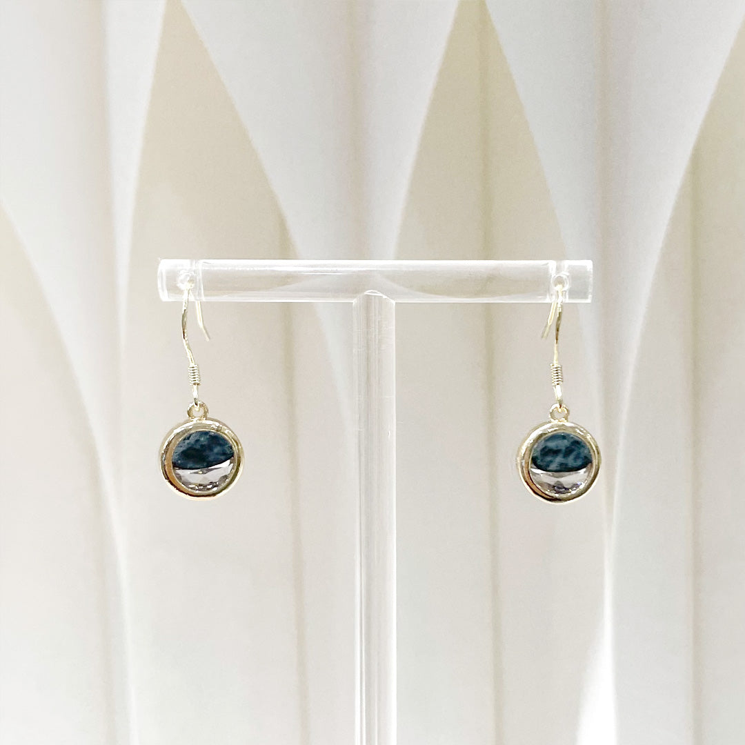 水晶系列 Crystal Series - 白晝/黑夜圓形水晶金耳環