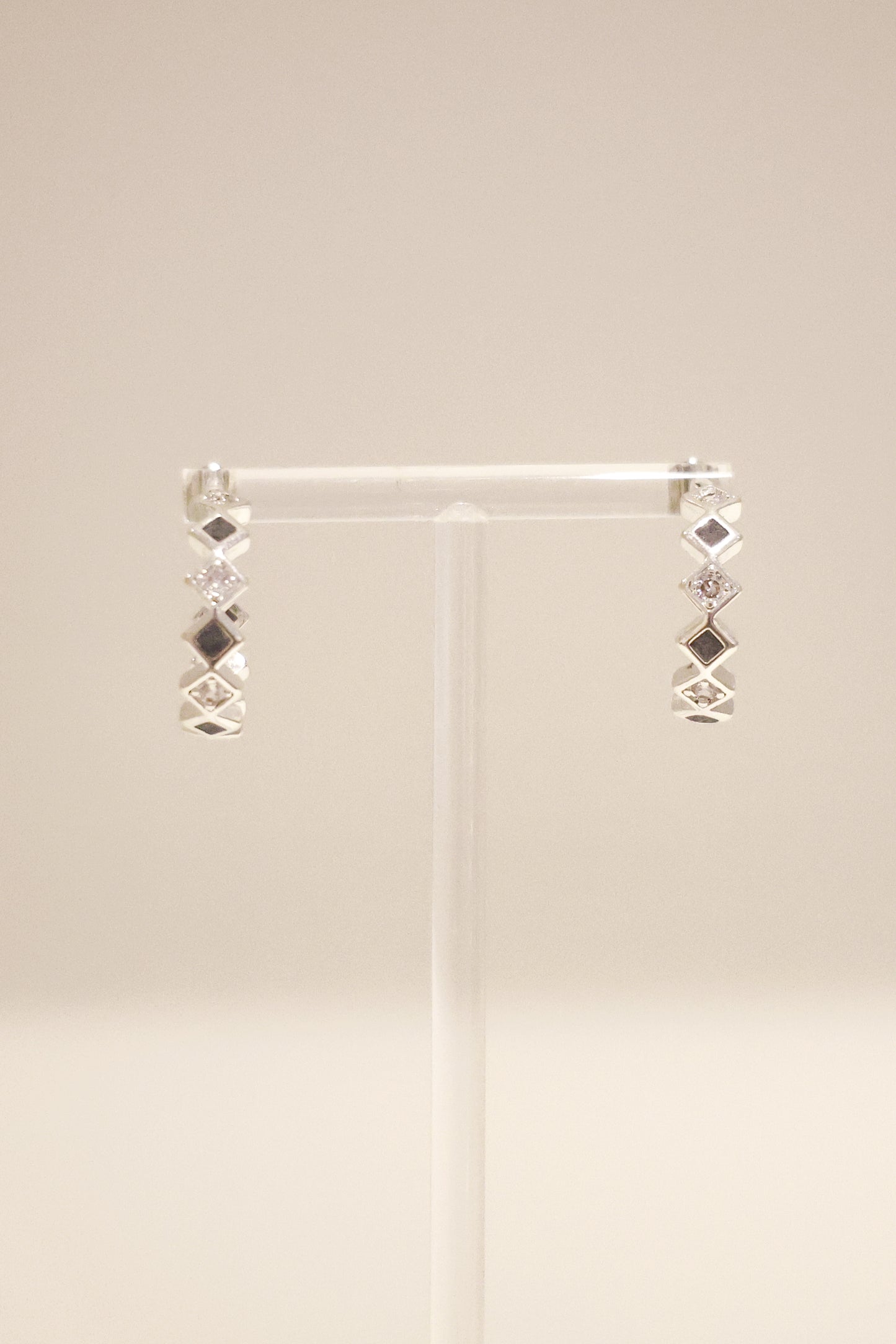 格紋系列｜黑銀水泥格紋耳環 Lattice Series｜Black Silver Cement Lattice Earrings