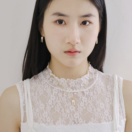 水晶系列｜白晝長方形水晶金耳環  Crystal Series｜Day Rectangular Crystal Gold Earrings
