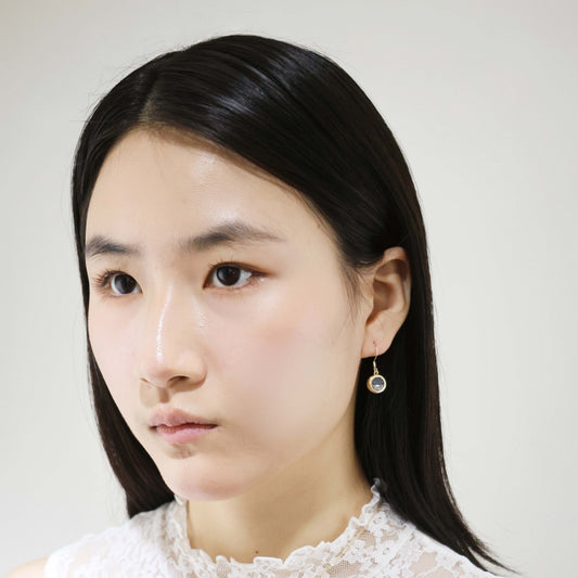 水晶系列｜黑夜圓形水晶金耳環  Crystal Series｜Night Round Crystal Gold Earrings